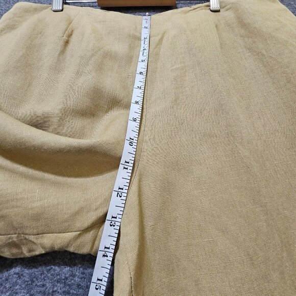 Kenar Pants Womens Sz 16 Linen Blend‎ Brown Embroidered Floral Wide Leg Side Zip - Picture 8 of 16